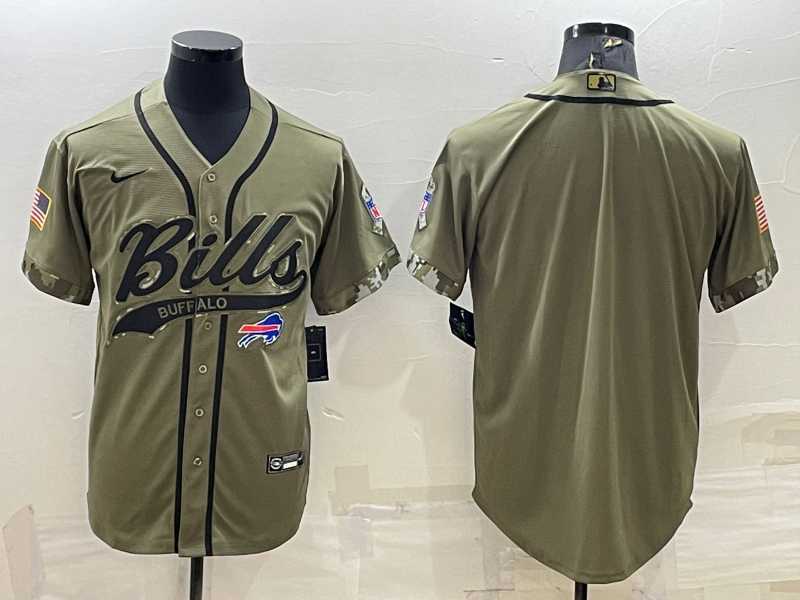 Mens Buffalo Bills Blank Olive Salute to Service Cool Base Stitched Baseball Jersey->buffalo bills->NFL Jersey